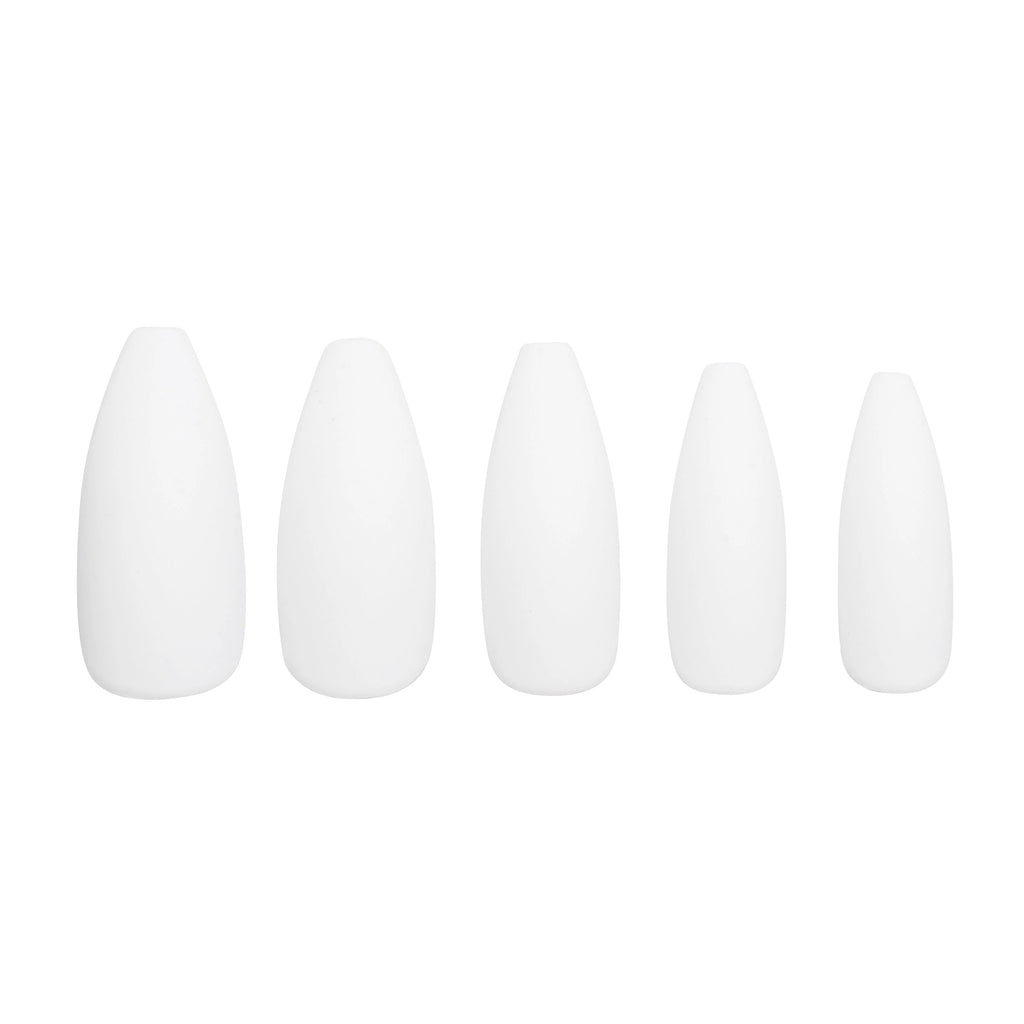 Tres She instant acrylic press on nails in matte white tapered ballerina shape