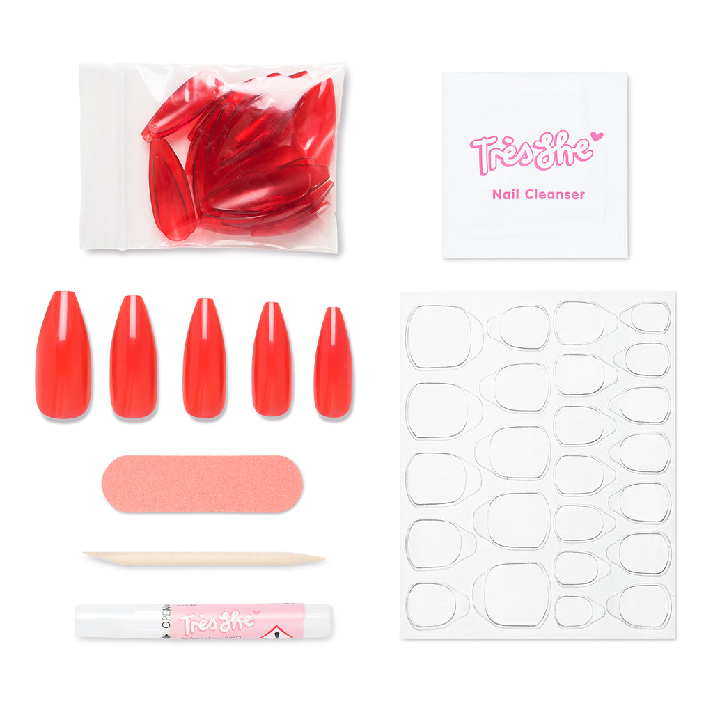 Tres She Instant Acrylics Nails Hot Lips Red Jelly Pack Shot