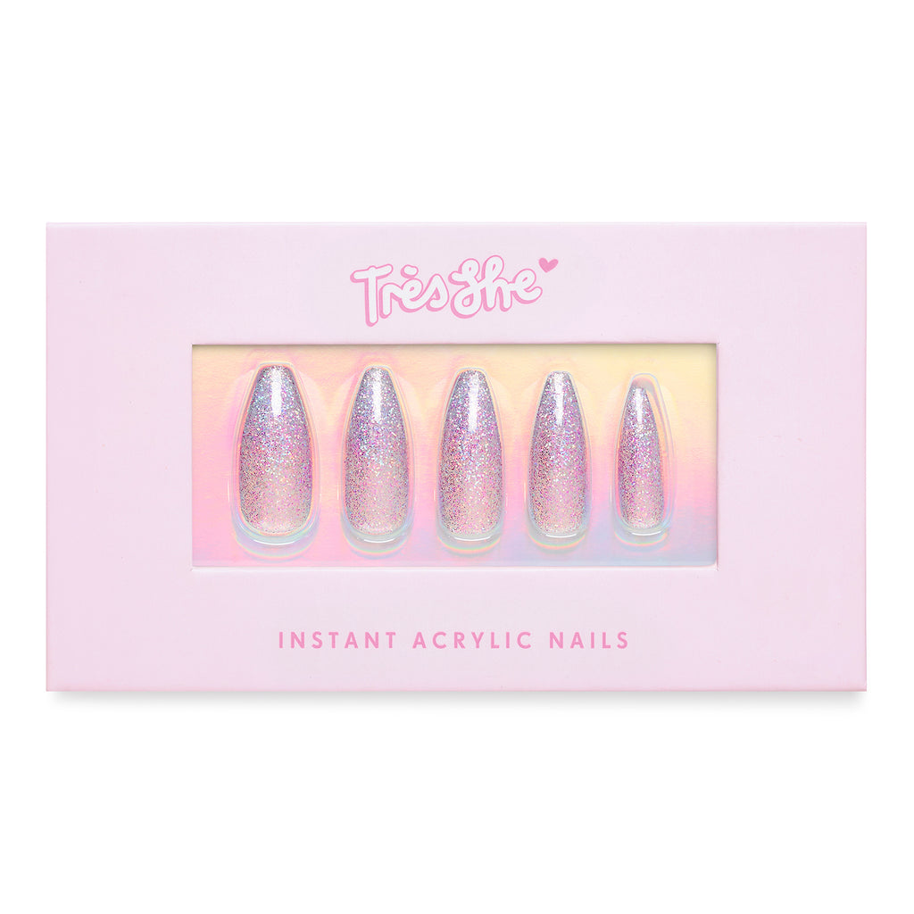 Tres She Instant Acrylics Nails Moon Lit Glitter Box Shot