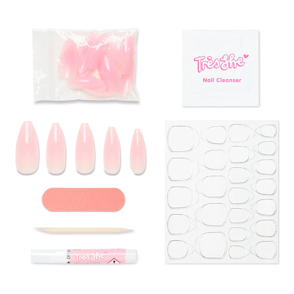 Tres She Instant Acrylics Nails Mochi Jelly Baby Pink Pack Shot