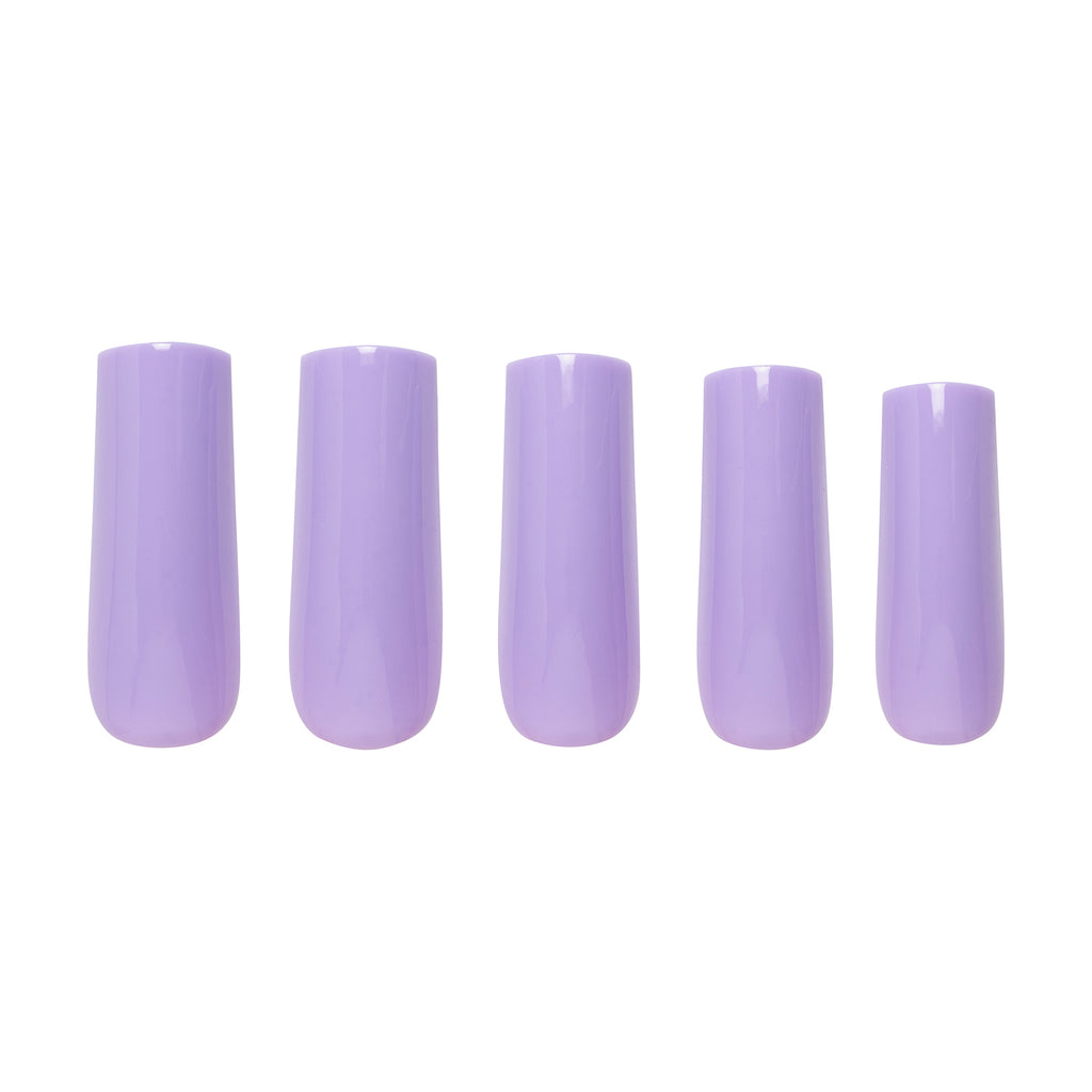 Tres She instant acrylic press on nails in bright purple long square