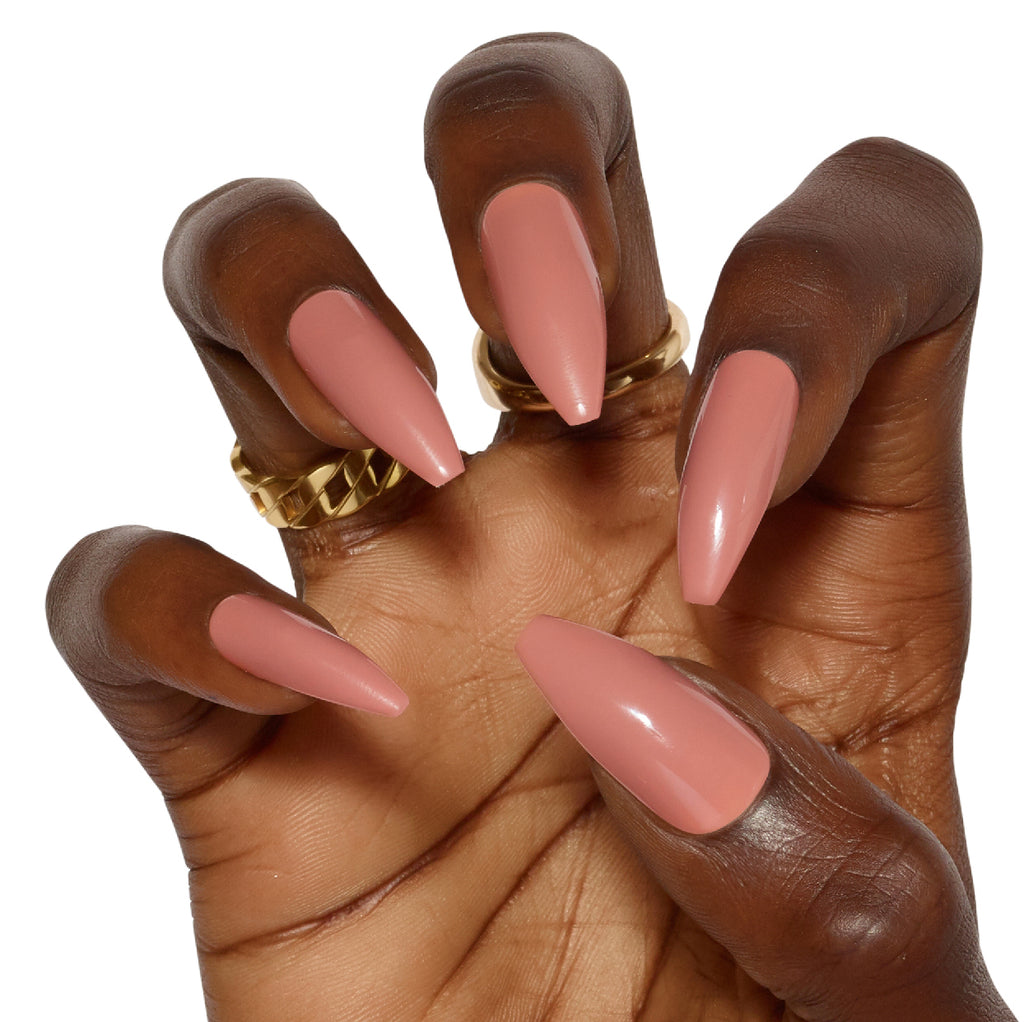 Tres She Sex Tape universal nude press on nails in long tapered ballerina