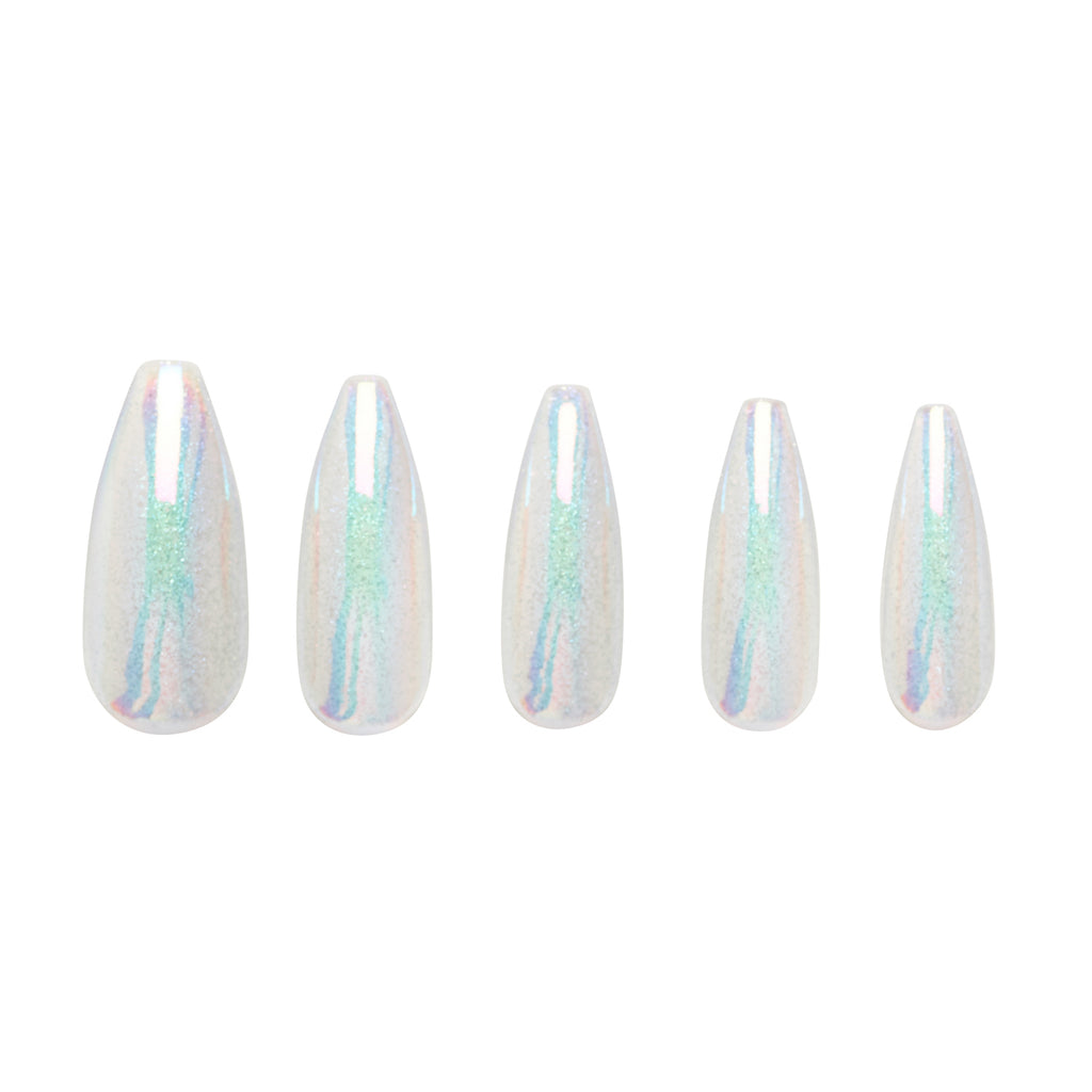5 of the included sizes in Tres She set of Stripper Heels press on nails long ballerina