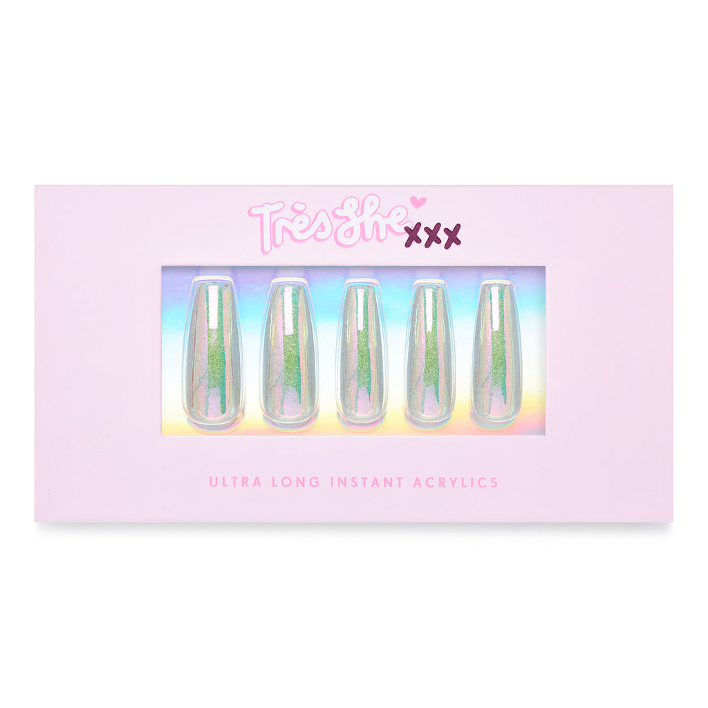 Box of Tres She XXX Ultra Long Coffin Stripper Heels press on instant acrylics