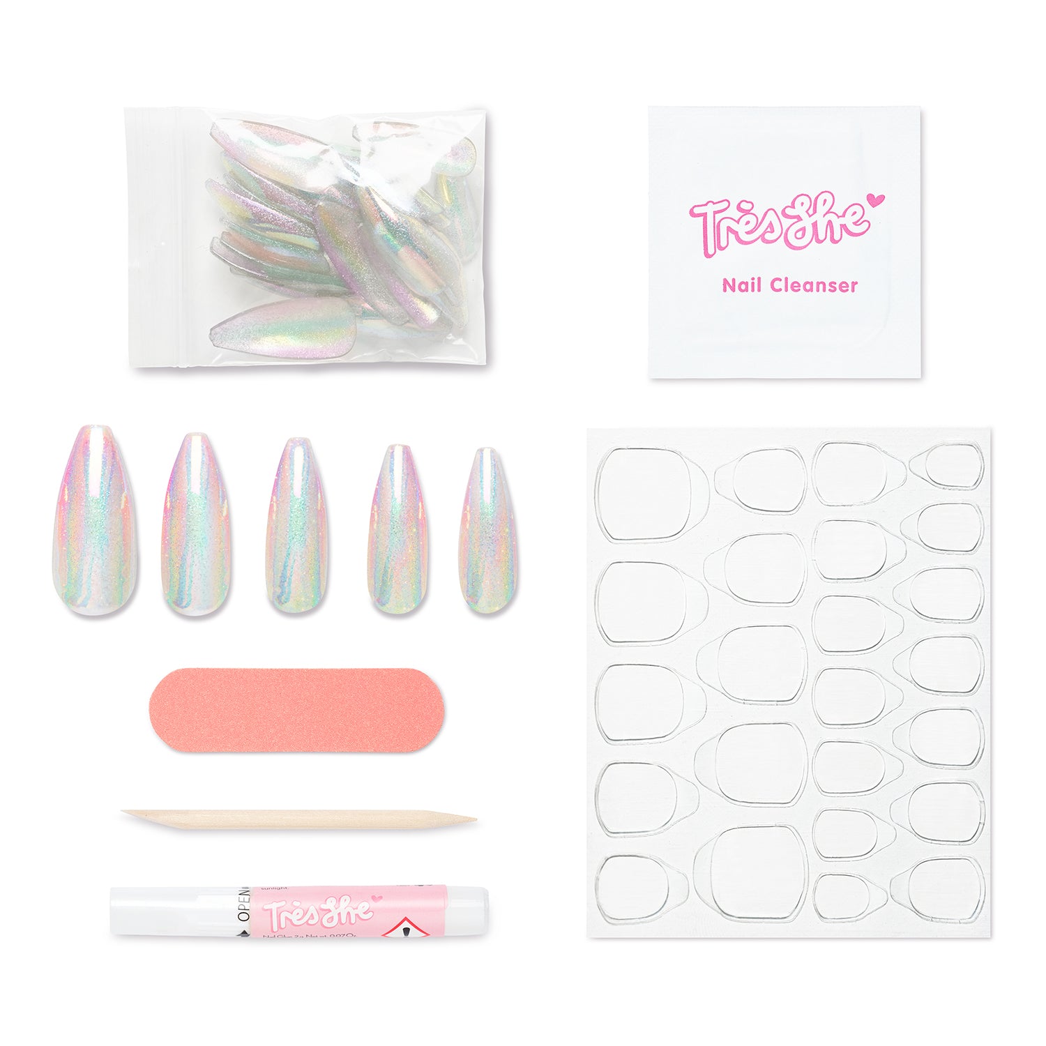 Tres She Press On Nails in Holographic and Iridescent Glitter – Tres ...